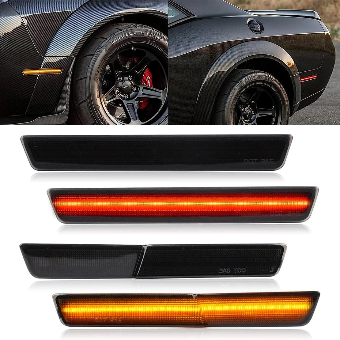 4Pcs LED Front & Rear Side Fender Marker